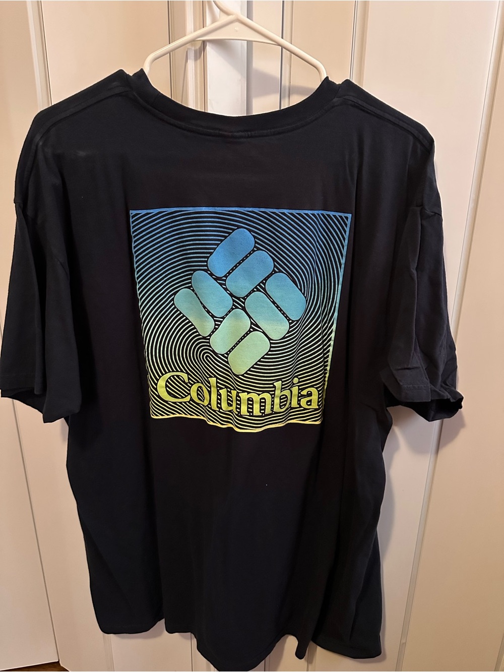 Columbia Black Short-Sleeve Tee with Blue-Green Gradient Logo